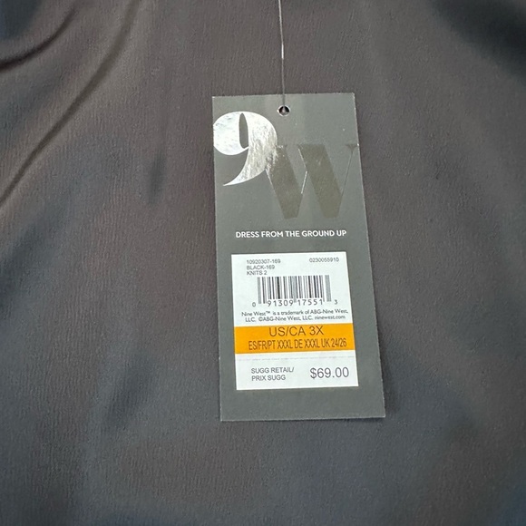 Nine West Ruched Shoulder Tie Elegant Black Women's Top Size 3X NWT - Picture 15 of 17